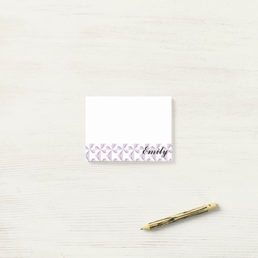 Aangepersonaliseerde naam Paarse Pinwheels Post-it® Notes (Op bureau)