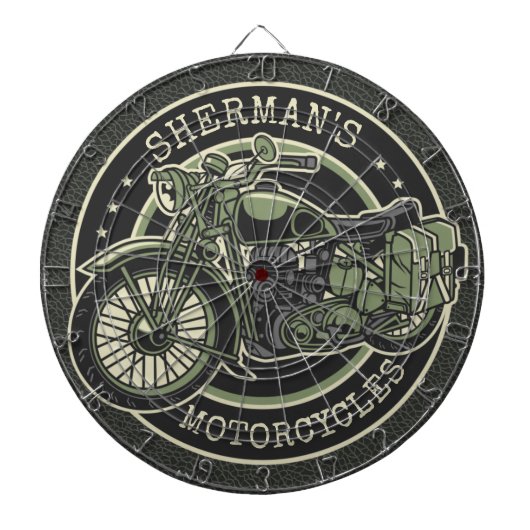 Aangepersonaliseerde NAAM Retro Militaire motorfie Dartbord (Voorkant)