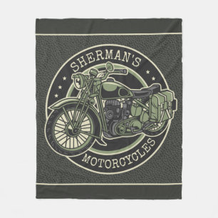 Aangepersonaliseerde NAAM Retro Militaire motorfie Fleece Deken