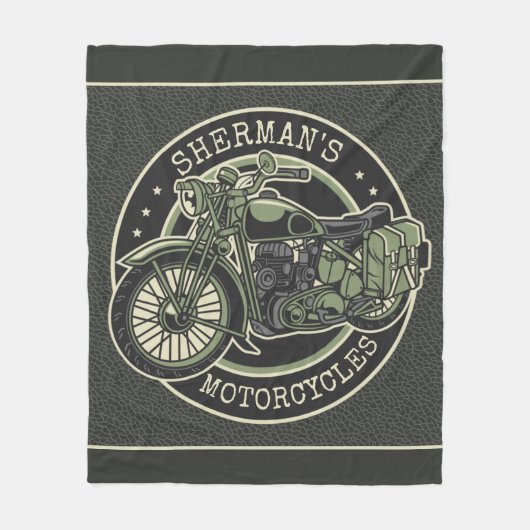 Aangepersonaliseerde NAAM Retro Militaire motorfie Fleece Deken (Voorkant)