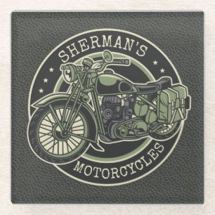 Aangepersonaliseerde NAAM Retro Militaire motorfie Glazen Onderzetter
