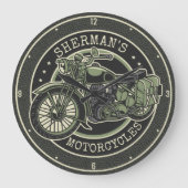 Aangepersonaliseerde NAAM Retro Militaire motorfie Grote Klok (Voorkant)