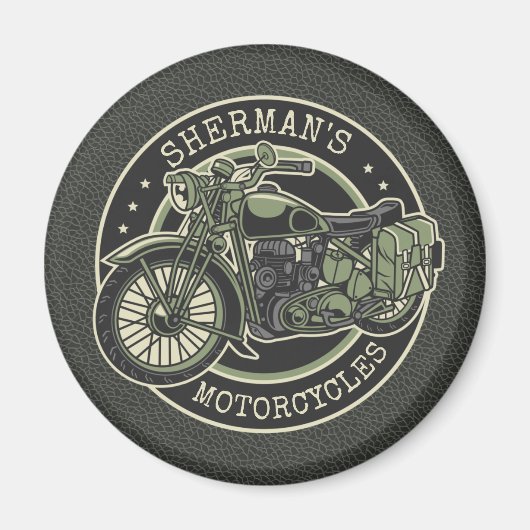 Aangepersonaliseerde NAAM Retro Militaire motorfie Magneet (Voorkant)