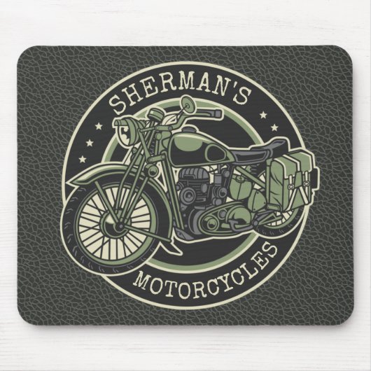 Aangepersonaliseerde NAAM Retro Militaire motorfie Muismat (Voorkant)
