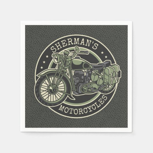 Aangepersonaliseerde NAAM Retro Militaire motorfie Servet (Voorkant)