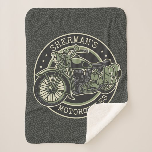 Aangepersonaliseerde NAAM Retro Militaire motorfie Sherpa Deken (Voorkant)