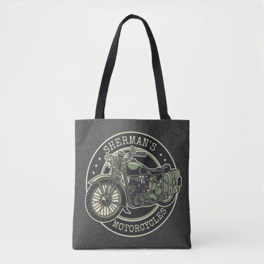 Aangepersonaliseerde NAAM Retro Militaire motorfie Tote Bag (Voorkant)