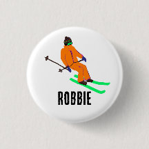 Aangepersonaliseerde naam Retro Oranje Skier Skiin