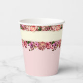 Aangepersonaliseerde naam  Rozen Cute Pink Sweet 1 Papieren Bekers (Achterkant)
