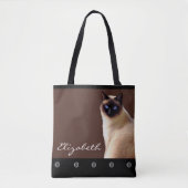 Aangepersonaliseerde naam Siamese Cat Canvas tas (Voorkant)