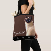 Aangepersonaliseerde naam Siamese Cat Canvas tas (Dichtbij)