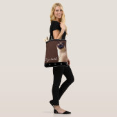 Aangepersonaliseerde naam Siamese Cat Canvas tas (Op model)