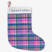 Aangepersonaliseerde naam van Cute Retro Pink Patt Kleine Kerstsok (Voorkant)