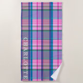 Aangepersonaliseerde naam van Cute Retro Pink Patt Strandlaken (Voorkant)