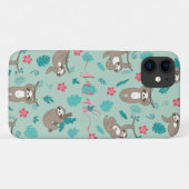 Aangepersonaliseerde naam van Cute Sloth Pattern Case-Mate iPhone Case (Achterkant (horizontaal))