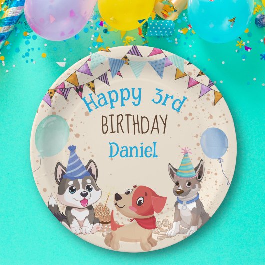 Aangepersonaliseerde naam van de puppy party Cute Papieren Bordje
