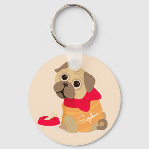 Aangepersonaliseerde naam van een leuke hond sleutelhanger