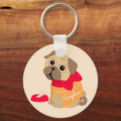 Aangepersonaliseerde naam van een leuke hond sleutelhanger (Voorkant)