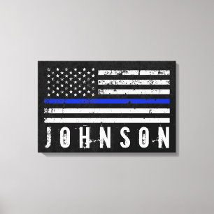 Aangepersonaliseerde naam vlag politie canvas afdruk