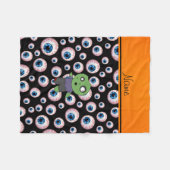 Aangepersonaliseerde naam zwarte oogbollen zombie fleece deken (Voorkant (Horizontaal))