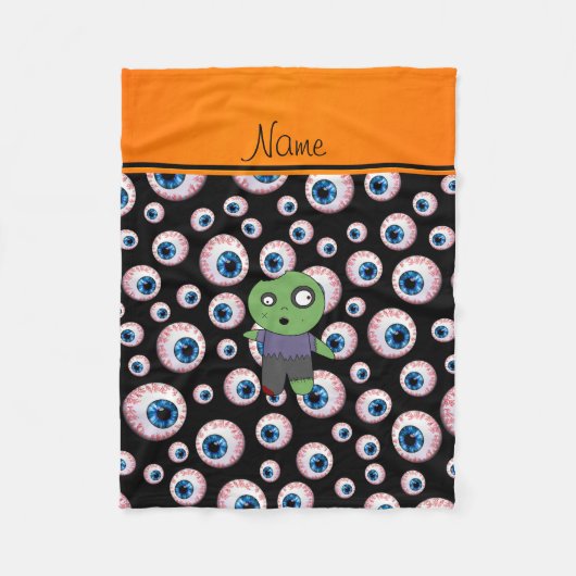 Aangepersonaliseerde naam zwarte oogbollen zombie fleece deken (Voorkant)