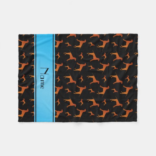 Aangepersonaliseerde naam zwarte Rhodesiaanse ridg Fleece Deken (Voorkant (Horizontaal))