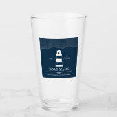 Aangepersonaliseerde Nautical Blue vuurtoren Boat Glas (Voorkant)
