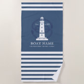 Aangepersonaliseerde Nautical Lighthouse Boat Name Strandlaken (Voorkant)