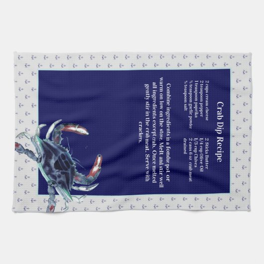 Aangepersonaliseerde Nautical Navy Anchor Recipe k Theedoek (Horizontaal)