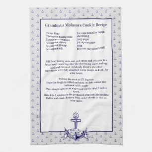 Aangepersonaliseerde Nautical Navy Anchor Recipe k Theedoek