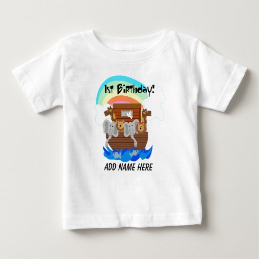 Aangepersonaliseerde Noah's Ark 1st Birthday Tshir (Voorkant)