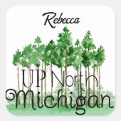 Aangepersonaliseerde Noord Michigan Trees Sticker (Voorkant)