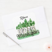 Aangepersonaliseerde Noord Michigan Trees Sticker (Envelop)