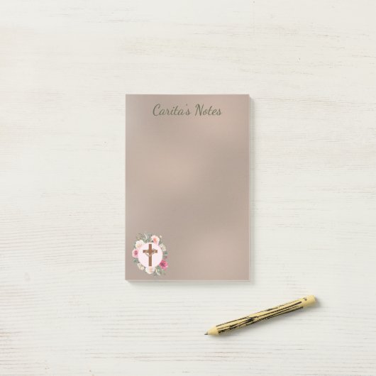 Aangepersonaliseerde notities voor Floral Cross Post-it® Notes (Op bureau)