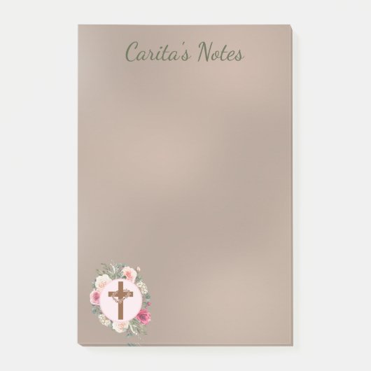 Aangepersonaliseerde notities voor Floral Cross Post-it® Notes (Voorkant)