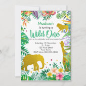 Aangepersonaliseerde Oerwoud Safari 1e verjaardag Kaart (Voorkant)