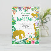 Aangepersonaliseerde Oerwoud Safari 1e verjaardag Kaart (Staand voorkant)