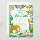 Aangepersonaliseerde Oerwoud Safari 1e verjaardag Kaart (Voorkant / Achterkant)