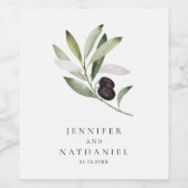 Aangepersonaliseerde Olive Branch Wedding Wijn Etiket (Enkel label)