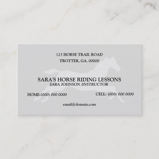 Aangepersonaliseerde paardenrendiënteninstructeur visitekaartje (Voorkant)