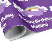 Aangepersonaliseerde Paarse regenboog in Cute  Bir Cadeaupapier (Rol Hoek)