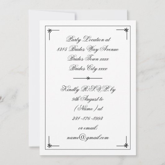 Aangepersonaliseerde partij Chic Elegant Kaart (Achterkant)