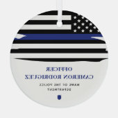 Aangepersonaliseerde politiefunctionaris Thin Blue Glas Ornament (Achterkant)