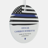 Aangepersonaliseerde politiefunctionaris Thin Blue Glas Ornament (Voorkant Rechts)