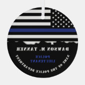 Aangepersonaliseerde politiefunctionaris Thin Blue Glas Ornament (Achterkant)