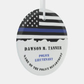 Aangepersonaliseerde politiefunctionaris Thin Blue Glas Ornament (Voorkant Rechts)