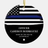 Aangepersonaliseerde politiefunctionaris Thin Blue Keramisch Ornament (Voorkant)