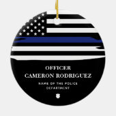 Aangepersonaliseerde politiefunctionaris Thin Blue Keramisch Ornament (Achterkant)