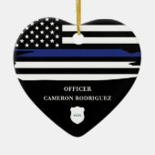 Aangepersonaliseerde politiefunctionaris Thin Blue Keramisch Ornament (Voorkant)