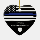 Aangepersonaliseerde politiefunctionaris Thin Blue Keramisch Ornament (Achterkant)